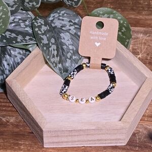 Black and Gold Beaded Bracelet